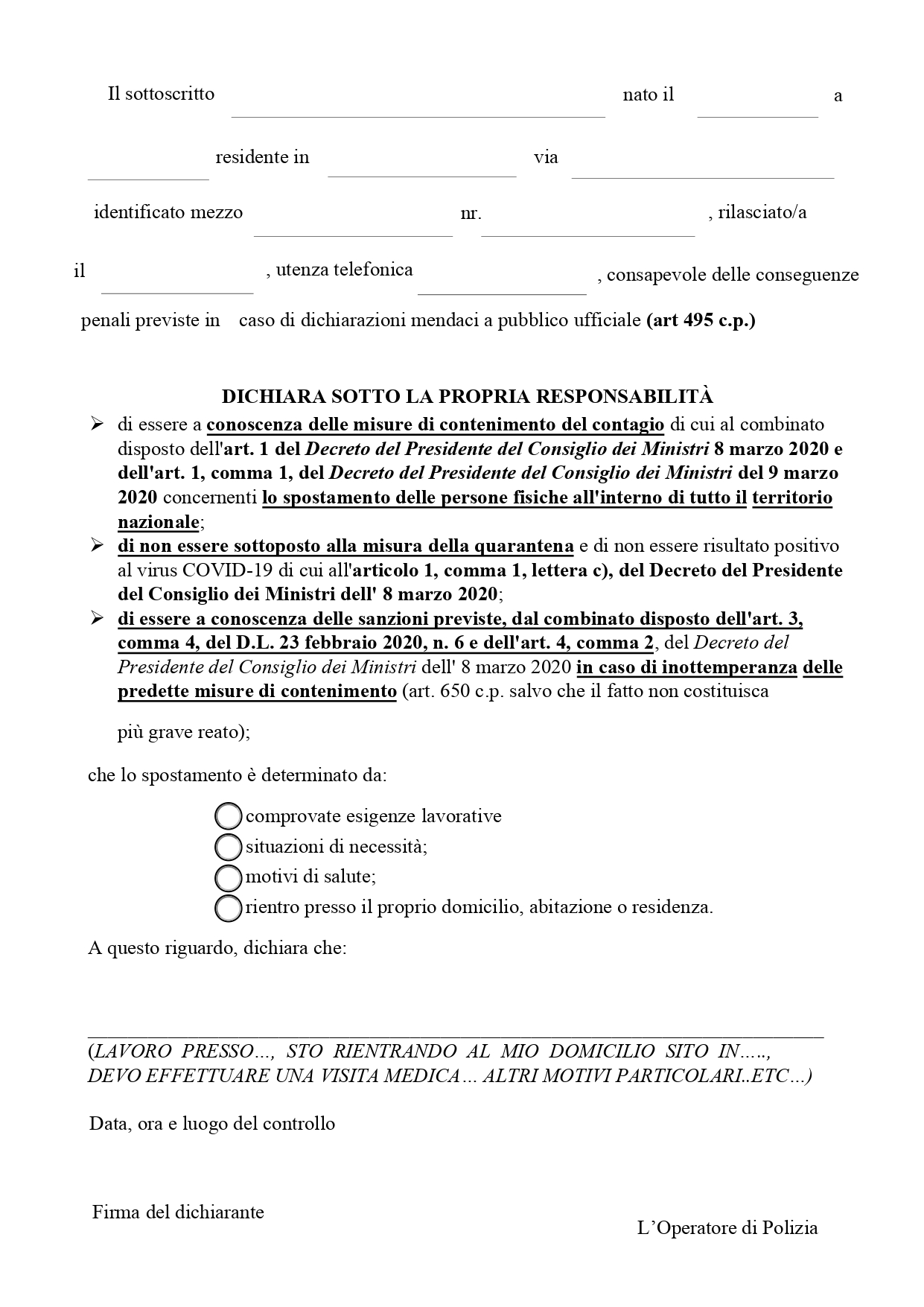 Modulo di autodichiarazione nuova versione page 0001