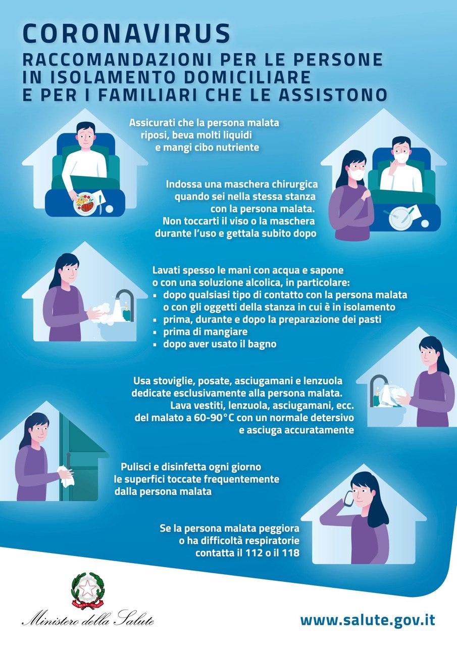 raccomandazioni isolamento domiciliare