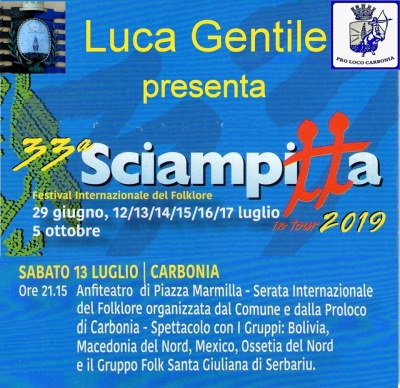 Domani alle ore 21.15 nell’Anfiteatro di Piazza Marmilla la 33^ edizione di “Sciampitta in tour 2019”, il Festival Internazionale del Folklore