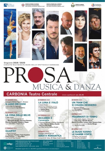 4 &quot;mostri sacri&quot; del Teatro italiano protagonisti sulla scena domani sera alle ore 20.45 a Carbonia