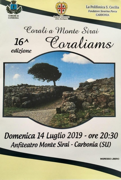 Domenica 14 Luglio alle ore 20.30 all’Anfiteatro di Monte Sirai la 16^ edizione del concerto Coraliams