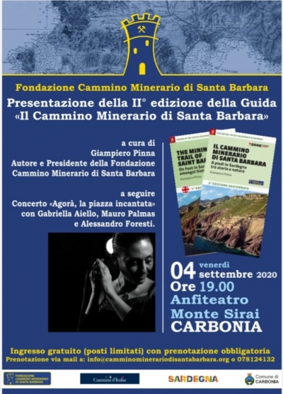 Venerdì 4 Settembre alle ore 19 all&#039;Anfiteatro di Monte Sirai la presentazione della seconda edizione della Guida del Cammino Minerario di Santa Barbara