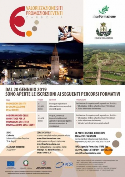 ISCRIZIONE AI PERCORSI FORMATIVI DI PROMOZIONE DI SITI ED EVENTI PER IL TERRITORIO DI CARBONIA