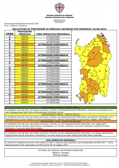 Allerta incendi nella giornata di domenica 18 Agosto: bollettino arancione