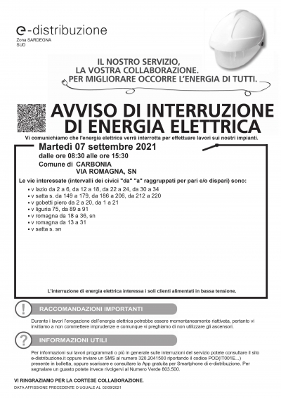 Interruzione programmata dell&#039;energia elettrica