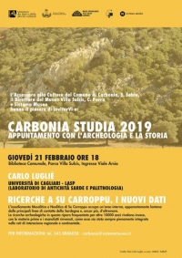 STASERA ALLE ORE 18 NELLA BIBLIOTECA COMUNALE DI VIALE ARSIA VERRANNO PRESENTATI I RISULTATI DELLE RICERCHE ESEGUITE PRESSO IL SITO SU CARROPPU DI SIRRI DAL TEAM DEL PROF. CARLO LUGLIÈ