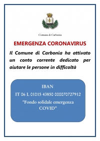 Emergenza Coronavirus, il Comune di Carbonia ha attivato un conto corrente dedicato per aiutare le persone in difficoltà