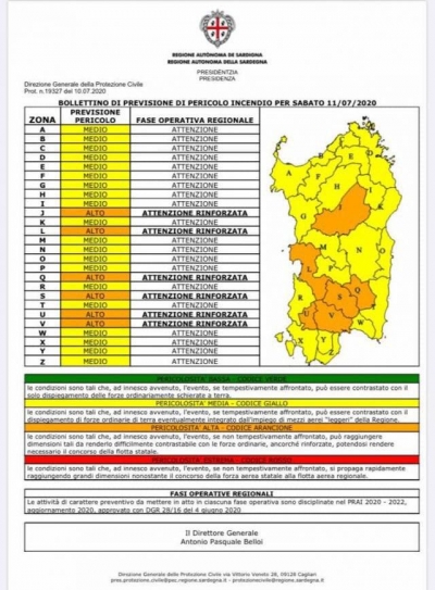 Avviso allerta incendi: bollino giallo per l&#039;intera giornata di domani, sabato 11 Luglio 2020