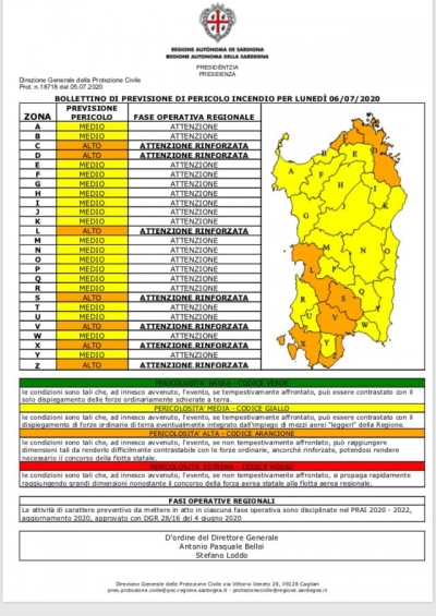 Nuova allerta incendi valida per lunedì 6 Luglio 2020: colore arancione