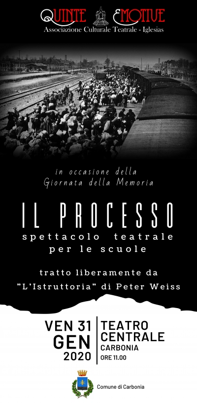 Venerdì 31 Gennaio alle ore 11 al Teatro Centrale lo spettacolo &quot;Il Processo&quot; per gli studenti delle scuole secondarie di primo e secondo grado