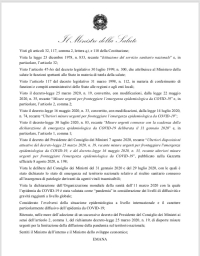 Ordinanza del ministro della Salute: chiusura discoteche e obbligo di mascherine all&#039;aperto e negli spazi pubblici dalle ore 18 alle ore 6 del mattino