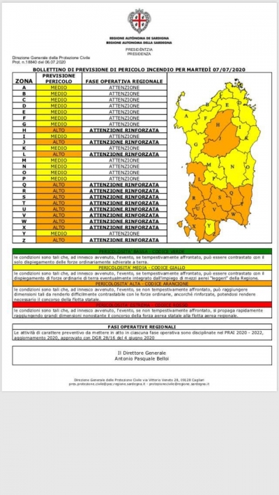 Prorogata l&#039;allerta incendi nel Sulcis Iglesiente anche per la giornata odierna: bollettino arancione con pericolosità alta