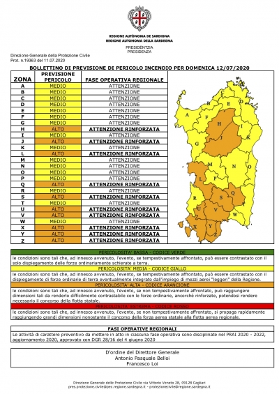 Allerta incendi nel Sulcis Iglesiente nella giornata di domani, domenica 12 Luglio: bollettino arancione con pericolosità alta