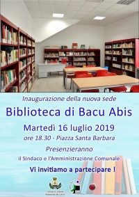 Dopo 7 anni, domani riapre la Biblioteca Comunale di Bacu Abis