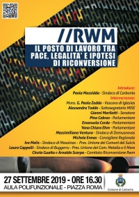 “Rwm: il posto di lavoro tra pace, legalità e ipotesi di riconversione”: venerdì 27 Settembre alle ore 16.30 un incontro pubblico nella sala polifunzionale del Comune di Carbonia