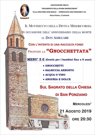 Mercoledì 21 Agosto alle ore 20.30 una gnocchettata per ricordare Don Amilcare Gambella a un anno dalla sua prematura scomparsa