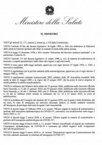 Ordinanza del Ministro della Salute: ulteriori misure urgenti di contenimento del contagio da COVID-19