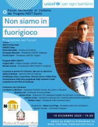 Domani, 82° compleanno di Carbonia, alle ore 15 il Forum Territoriale online Unicef/Neet Equity